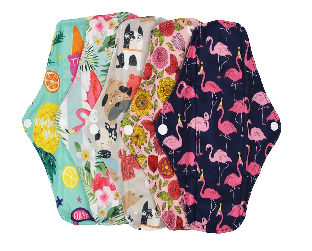 5pcs Reusable Menstrual Pads – Washable Bamboo Charcoal Cloth Sanitary Pads for Women - My Willio