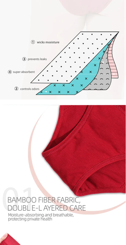 Bamboo Leakproof Mid-Rise Panties – 4-Layer Reusable Women’s Underwear (3pcs) - My Willio