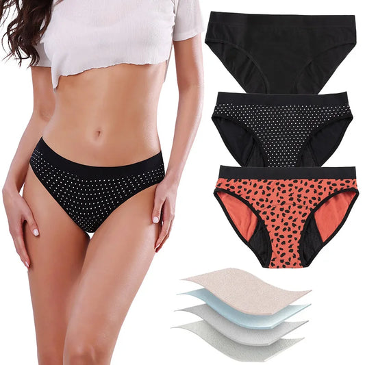 Women’s Low-Rise Printed Briefs – Breathable 4-Layer Leakproof Incontinence Underwear