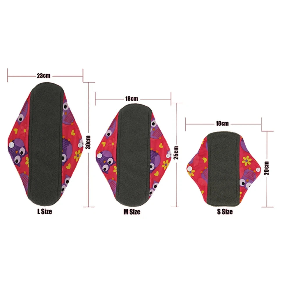 5pcs Reusable Menstrual Pads – Washable Bamboo Charcoal Cloth Sanitary Pads for Women - My Willio