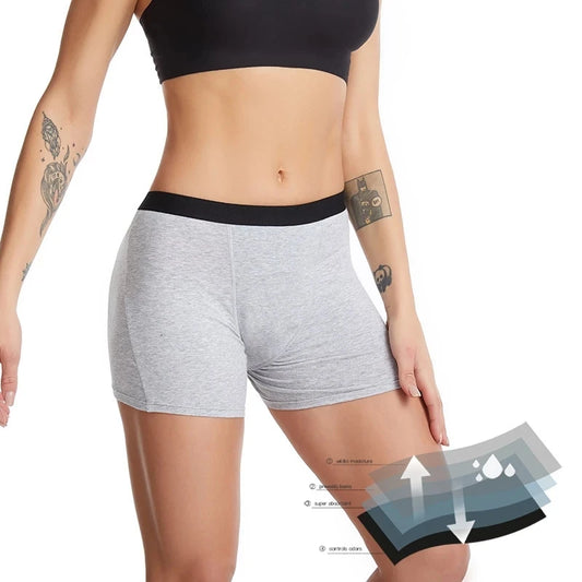 Leakproof boyshort panties – Grey – Menstrual and light bladder leak protection