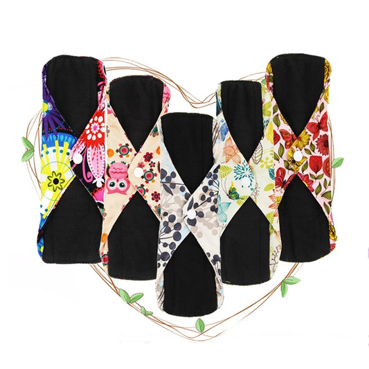 5pcs Reusable Menstrual Pads – Washable Bamboo Charcoal Cloth Sanitary Pads for Women - My Willio