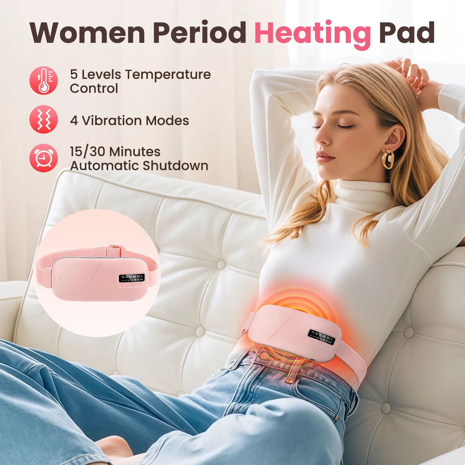 Period Pain Relief Belt – Heating Pad with Massage & Vibration - My Willio