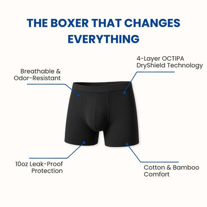 Men’s Leakproof Boxer Briefs – 4-Layer Absorbent Incontinence Underwear - My Willio
