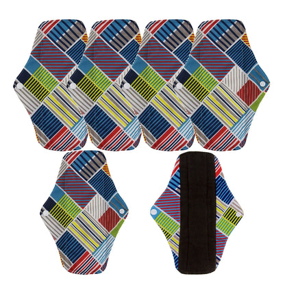 5pcs Reusable Menstrual Pads – Washable Bamboo Charcoal Cloth Sanitary Pads for Women - My Willio