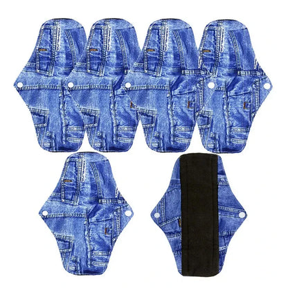 5pcs Reusable Menstrual Pads – Washable Bamboo Charcoal Cloth Sanitary Pads for Women - My Willio