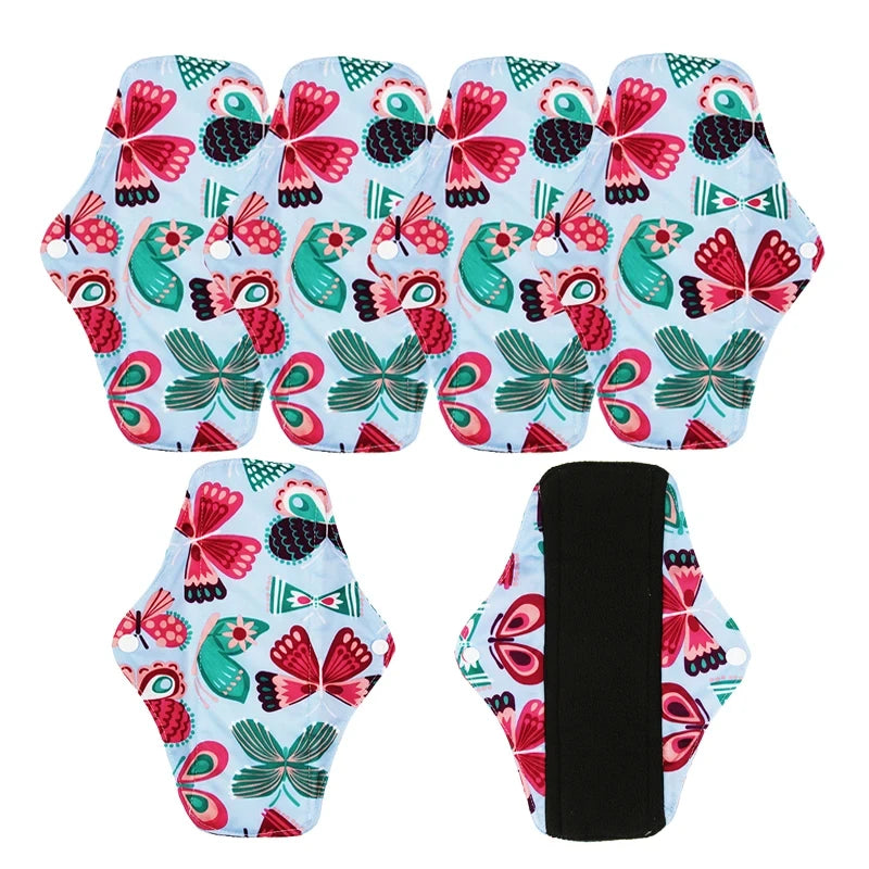 5pcs Reusable Menstrual Pads – Washable Bamboo Charcoal Cloth Sanitary Pads for Women - My Willio