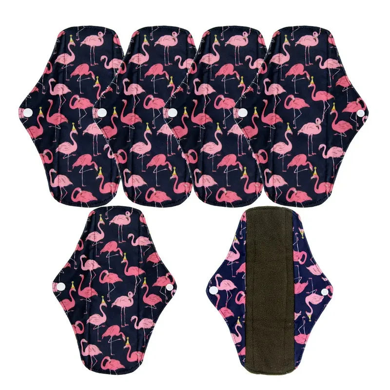 5pcs Reusable Menstrual Pads – Washable Bamboo Charcoal Cloth Sanitary Pads for Women - My Willio