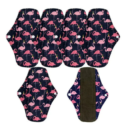 5pcs Reusable Menstrual Pads – Washable Bamboo Charcoal Cloth Sanitary Pads for Women - My Willio