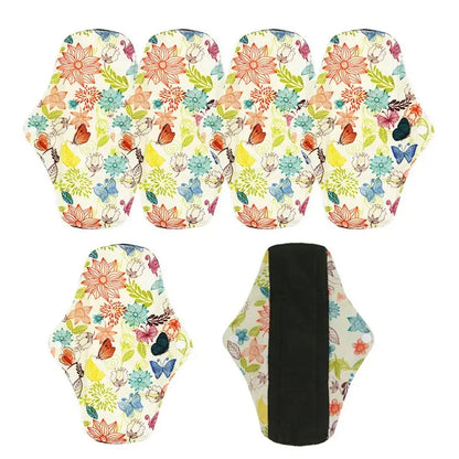 5pcs Reusable Menstrual Pads – Washable Bamboo Charcoal Cloth Sanitary Pads for Women - My Willio